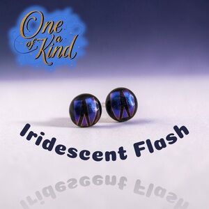 Handmade Fused Glass Stud Earrings – Iridescent One-of-a-Kind